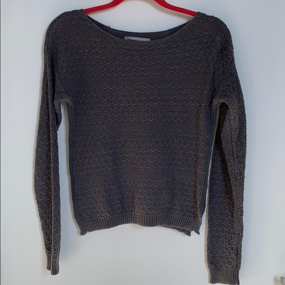 Gray sweater with subtle stripes